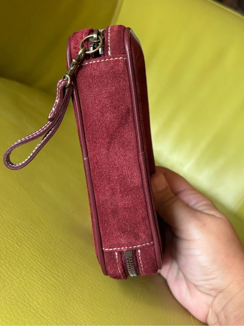 Vintage Coach Burgundy Suede Travel Jewelry Case Organizer Y2K